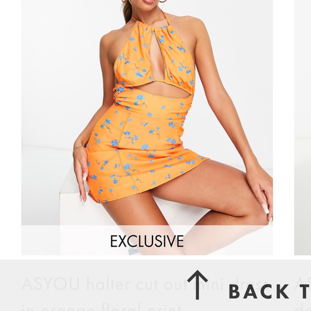 ASOS Halter Orange Floral Mini Dress